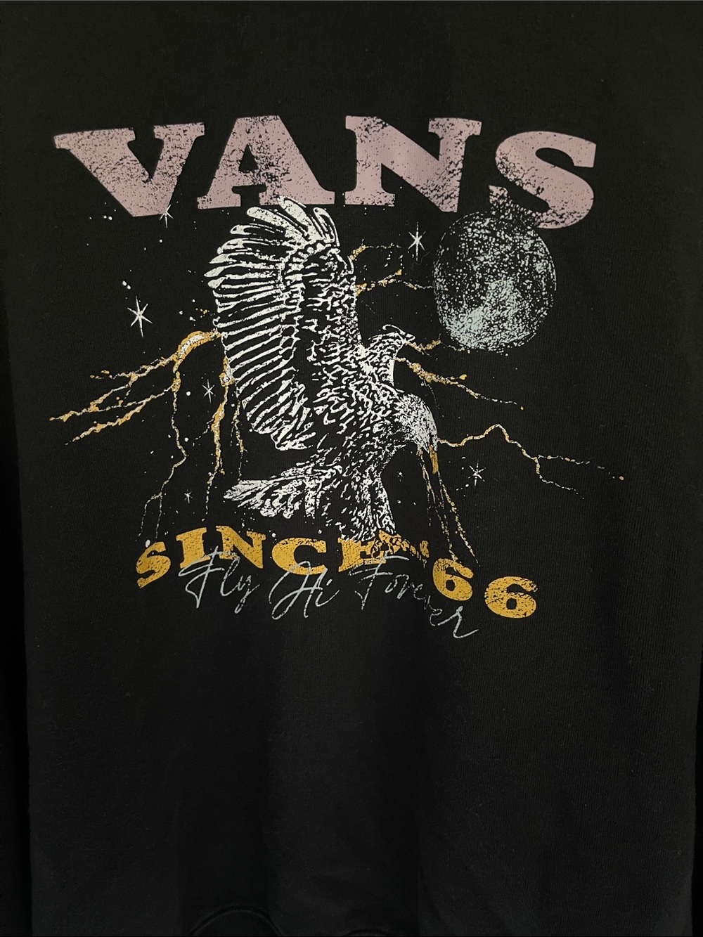 Vans Black Crewneck Sweatshirt with Pink Logo and Yellow Graphic size small - Picture 4 of 8